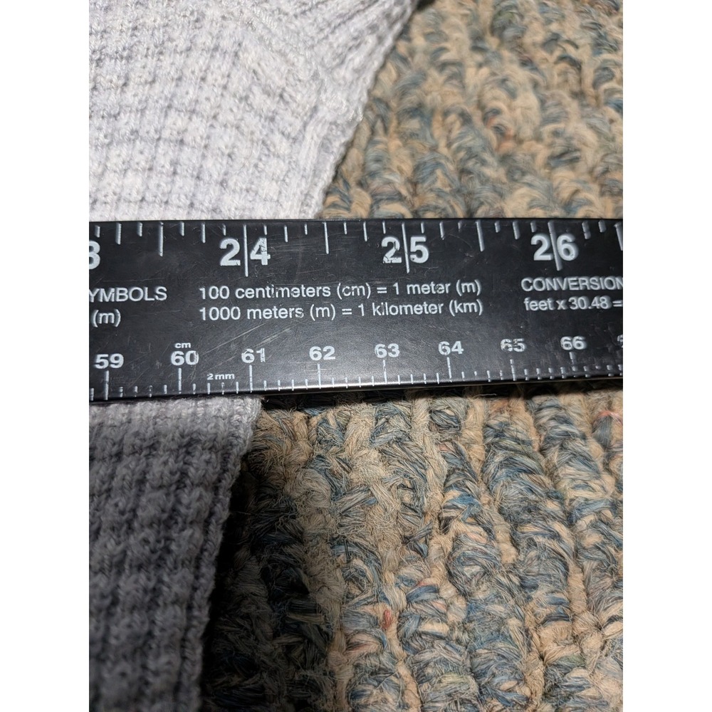 Grayers Clothiers Mens XL Gray Waffle Knit V-Neck Sweater Elbow Patches Merino - Picture 4 of 5